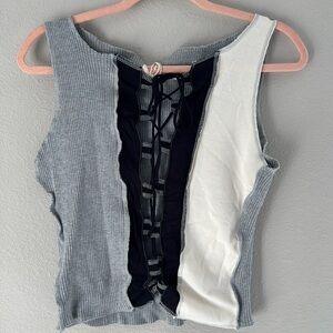Buckle- Gilded Intent lace-up cropped tank top